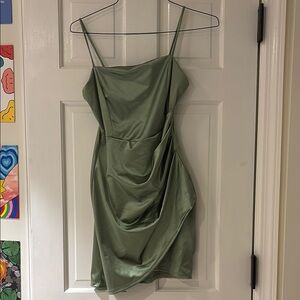 Elegant Green Satin Dress